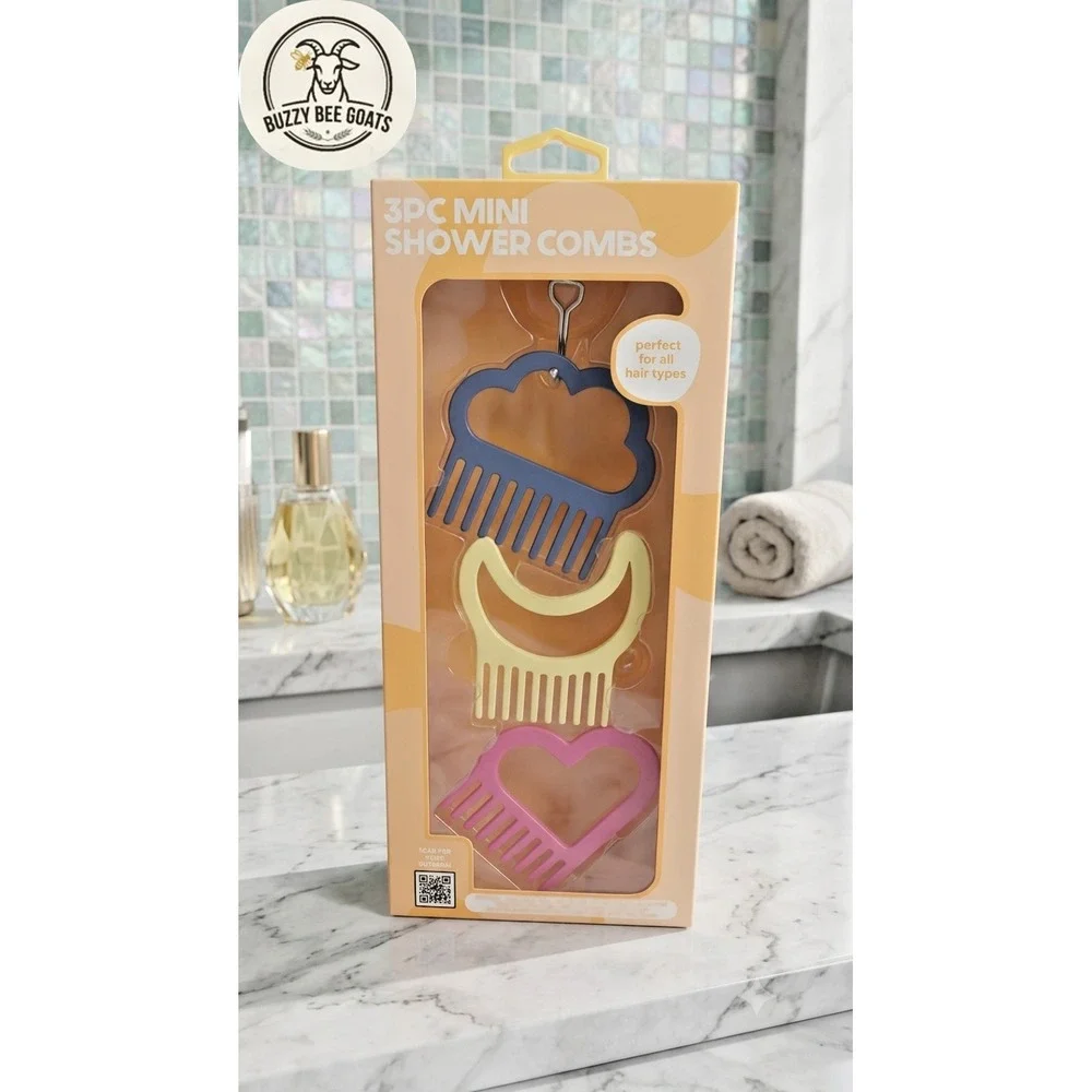 Plastic Mini Shower Combs Set,3-piece Wide Tooth Detangling Combswith Cloud